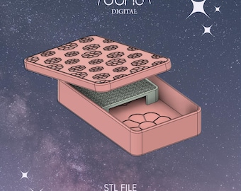 Recipiente para almidón de maíz con diseño de flores, recipiente para polvo / STL / Archivo digital para bandeja para almidón de maíz