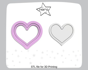 Taglierina per argilla a forma di cuore foderato / STL / File digitale per taglierina per argilla