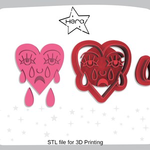 Crying Heart Sad Heart Clay Cutter | STL | Digital file for Clay Cutter