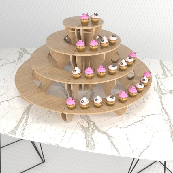 Cupcake Stand / Display Stand (Table Top) DIY CNC CUT Files - 2 Different Size Options 32.2 in. and 24.4 in. / 620mm. and 820mm.