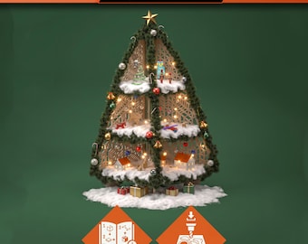 Árbol de Navidad de esquina para armar tú mismo: Archivos CNC de 3 estantes y guía de construcción (PDF)