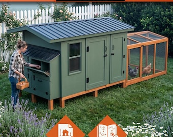 Chicken Coop Plans with Run | Build for 8 Chickens: DIY Backyard Poultry (PDF)