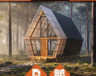 DIY Modern A-Frame Cabin Plans – Off-Grid Tiny House Blueprint (PDF)