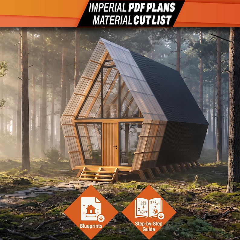 DIY Modern A-Frame Cabin Plans – Off-Grid Tiny House Blueprint (PDF) image 1
