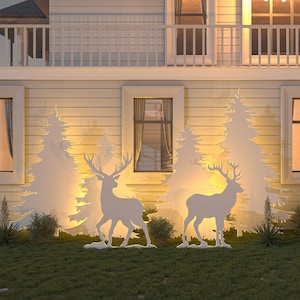DIY Christmas Reindeer and Tree Yard Silhouettes, Outdoor Garden Decor, CNC Cut Files & PDF Printable Templates