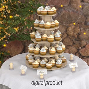 Soporte para cupcakes de 5 niveles: Exhibición elegante para tartas de boda (Archivos CNC y guía PDF)