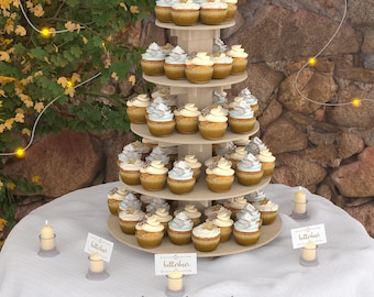 Soporte para cupcakes de 5 niveles: Exhibición elegante para tartas de boda (Archivos CNC y guía PDF)