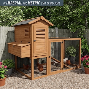Backyard Chicken Coop for 4 Chickens - Portable Design, Hinged-Lid Nesting Box & Secure Run, Blueprints and Instructions