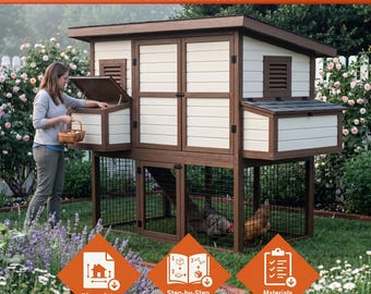 Wooden Chicken Coop Plans – For 7-9 Chickens: Blueprints & Instructions (PDF)