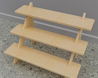 DIY Linear Display Stand – 3-Tier Shelf System: CNC Laser Cut Files & PDF Guide