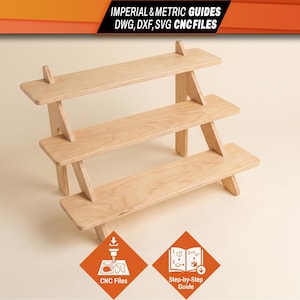 Soporte de exhibición lineal DIY / Sistema de estantes de 3 niveles: Archivos de corte láser CNC y guía en PDF