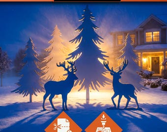 DIY Outdoor Christmas Decorations | Make a Reindeer and Tree Holiday Yard Art with Trace and Cut Printable Templates and CNC Cut Files