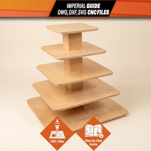Présentoir carré à 5 niveaux à monter soi-même : fichiers de découpe CNC (guide PDF inclus)