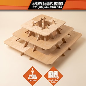 DIY Modular Display Stand | 3-Tier Shelf System: CNC Laser Cut Files & PDF Guide