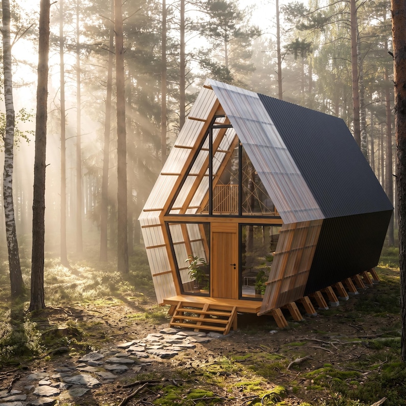DIY Modern A-Frame Cabin Plans – Off-Grid Tiny House Blueprint (PDF) image 2