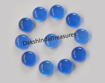Niebieski chalcedon okrągły kaboszon 5 mm-15 mm Naturalny niebieski chalcedon płaski luźny kamień szlachetny do produkcji biżuterii hurtowa partia