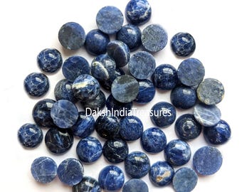 AAA Natural Sodalite Round Cabochon Size 5X5MM To 15X15MM Sodalite Round Flat back Cabochon Loose Gemstone Jewelry Making Wholesale Lot