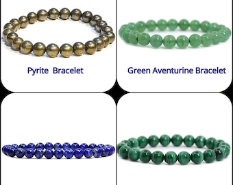 Natural Crystal Beaded Bracelets , Handmade Unisex Stretchy Bracelet , Gemstone Bracelets 8MM Round Beads Energy Bracelet For Gift