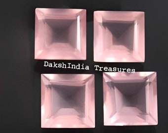 AAA Rose Quartz Square Faceted Cut 3X3MM To 15X15MM Natural Pink Rose Quartz Square Cut Loose Gemstone for Jewelry Making Wholesale Lot