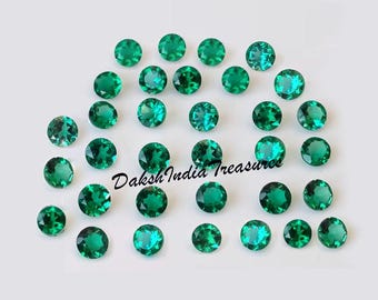 Im Labor Gezüchteter Grüner Smaragd Runder Facettierter Schnitt Größe 3 x 3 MM Bis 8 x 8 MM Smaragd Runder Schnitt kalibrierter loser Edelstein für die Schmuckherstellung Großverkauf Lot