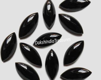 天然 AAA ブラックオニキス マーキス カボション サイズ 3 x 6 MM ～ 15 x 30 MM ブラックオニキス マーキス フラットバック ルース ジェムストーン ジュエリー製作 卸売ロット