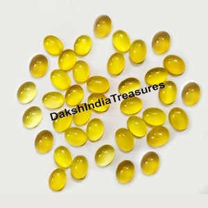 AAA Mango Chalcedon Oval Cabochon Größe 3X5MM bis 15X20MM Natürlicher Gelber Chalcedon Oval Cabochon Flache Rückseite Lose Edelstein für die Herstellung von Schmuck