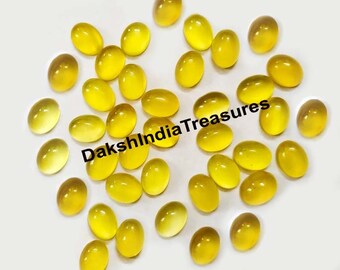 AAA Mango Chalcedon Oval Cabochon Größe 3X5MM bis 15X20MM Natürlicher Gelber Chalcedon Oval Cabochon Flache Rückseite Lose Edelstein für die Herstellung von Schmuck