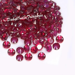 Labbodlad rubin rund fasetterad slipning storlek 2 x 2 MM till 10 x 10 MM rubin rund slipning kalibrerad lös ädelsten smyckestillverkning grossistparti