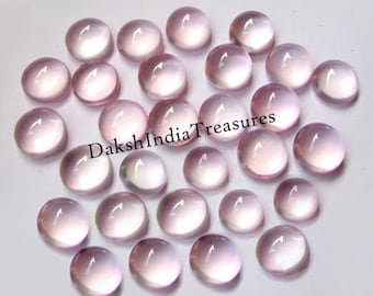 Natural AAA Rose Quartz Round Cabochon Size 5X5MM To 18X18MM Rose Quartz Round Flat Back Cabochon Loose Gemstone Wholesale Lot