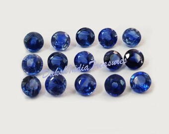 Cianite naturale AAA, taglio rotondo sfaccettato, dimensioni da 3 x 3 mm a 8 x 8 mm, pietra preziosa sfusa calibrata, cianite blu per la creazione di gioielli, lotto all'ingrosso