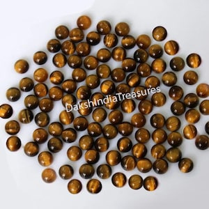 AAA Natural Tiger Eye Round Cabochon Size 3X3MM To 20X20MM Tiger&#39;s Eye Flat Back Cabochon Loose Gemstone For Jewelry Making Wholesale Lot