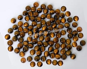AAA Natural Tiger Eye Round Cabochon Size 5X5MM To 20X20MM Tiger's Eye Flat Back Cabochon Loose Gemstone For Jewelry Making Wholesale Lot