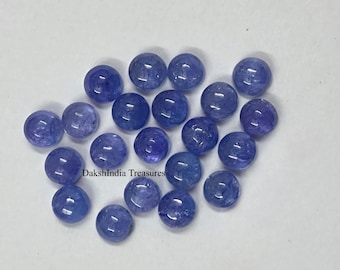 Natural Tanzanite Round Cabochon Size 3X3MM To 8X8MM Tanzanite Round Flat back Cabochon Loose Gemstone Jewelry Making Wholesale Lot