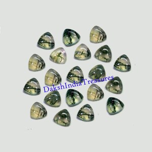 Natural AAA Moss Agate Trillion Cabochon Size 3X3MM To 15X15MM Moss Agate Trillion Flat Back Cabochon Loose Gemstone Wholesale Lot