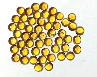 Natural AAA Citrine Round Cabochon Size 3X3MM To 15X15MM Citrine Round Flat back Cabochon Loose Gemstone Jewelry Making Wholesale Lot