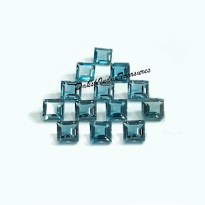 Natural AAA London Blue Topaz Square Cut Faceted Size 3X3MM To 8X8MM Blue Topaz Square Cut Loose Gemstone Jewelry Making Wholesale Lot