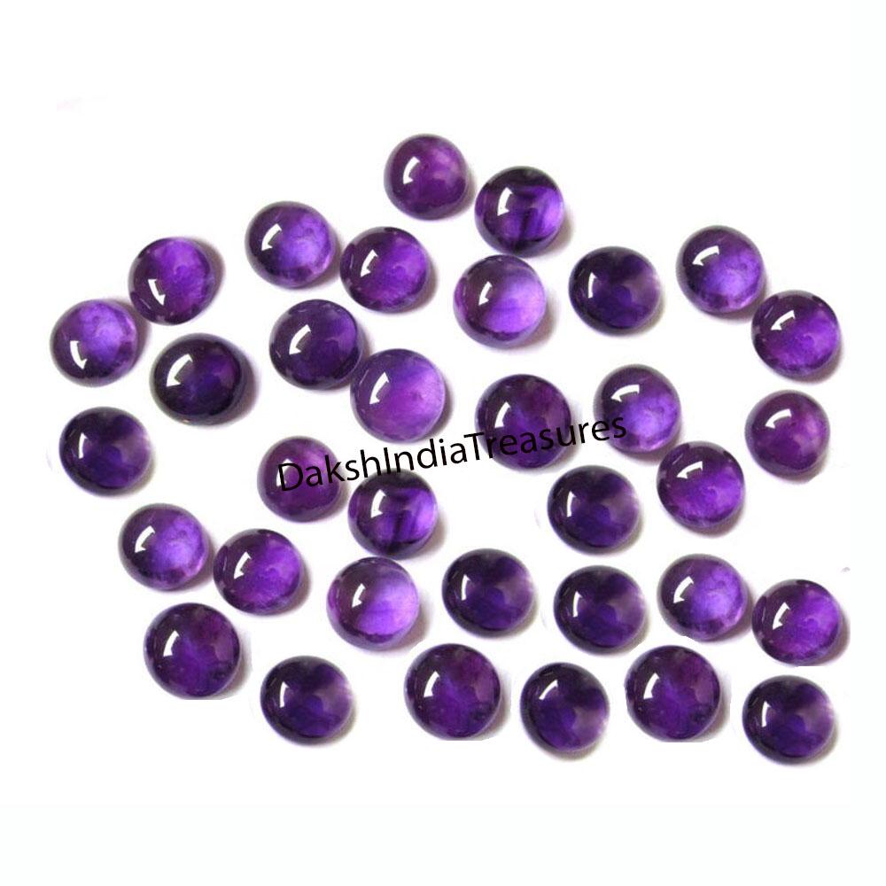 thumbnail image 2 of Natural Amethyst Cabochon Loose Gemstone Lot – Round 3mm To 20mm, Eye Clean, Purple, Made In India 2 of 6