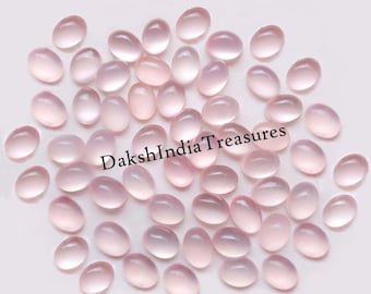 Cabochão oval de quartzo rosa natural AAA, tamanhos de 5 x 7 mm a 15 x 20 mm, lote para atacado.
