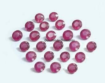 Ruby Round Faceted Cut Size 3X3MM To 10X10MM GF Ruby Round Cut Faceted Loose Gemstone Jewelry Making Wholesale Lot