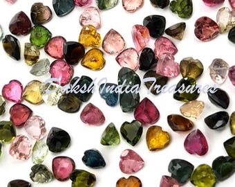 AAA Natural Multi Tourmaline Heart Faceted Cut 3x3mm–7x7mm | Heart Cut Loose Tourmaline Stones | Jewelry Making Wholesale Lot