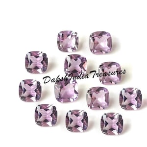Natural AAA Pink Amethyst Cushion Faceted Cut 4X4MM To 10X10MM Pink Amethyst Square Cushion Cut Loose Gemstone Jewelry Making Wholesale Lot