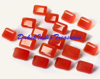 Lote al por mayor de piedras preciosas sueltas de cornalina naranja de corte octogonal facetado, tamaño AAA, de 3 x 5 mm a 10 x 12 mm.