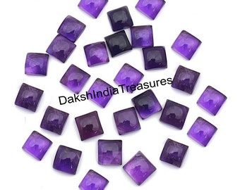 Natural AAA Purple Amethyst Square Cabochon Size 3X3MM To 15X15MM Amethyst Square Cabochon Loose Gemstone Jewelry Making Wholesale Lot
