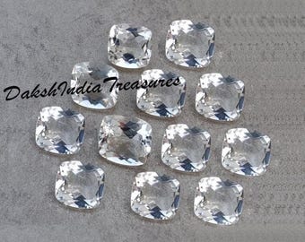 AAA Natural Rock Crystal Quartz Cushion Faceted Cut Size 5X5MM To 15X15MM Clear Quartz Square Cushion Cut Loose Gemstone Jewelry Making Lot
