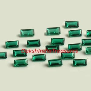 Lab Created Green Zambian Emerald Baguette Cut Size 2X4MM To 4X8MM Emerald Baguette Cut Calibrated Loose Gemstone