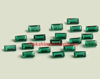 Lab Grown grüne sambische Smaragd Baguette Cut Größe 2 x 4 MM bis 4 x 8 MM Smaragd Baguette Cut kalibriert Lose Edelstein