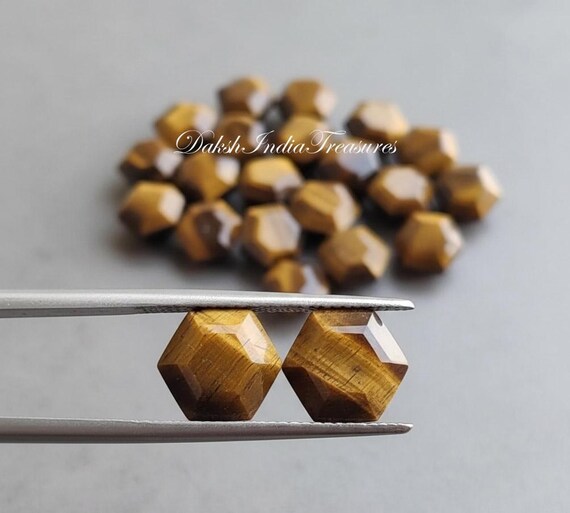 AAA Natural Tiger’s Eye Hexagon Faceted Cut | 5x5mm–15x15mm | Tiger Eye Loose Gemstone | Jewelry Making Supplies | Wholesale Lot