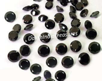 Lot De Spinelles Noirs Naturels à Facettes - 2,5 Mm Ronds, Qualité Excellente, Provenance Thaïlande