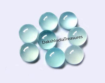 AAA Natural Aqua Chalcedony Round Cabochon 5X5MM To 15X15MM Chalcedony Round Flat back Cabochon loose Gemstone Jewelry Making Wholesale Lot