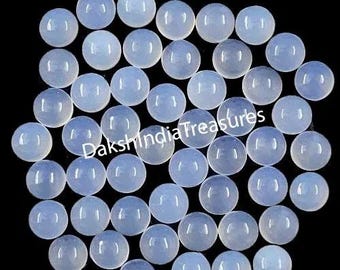 Cabujón redondo de calcedonia azul natural AAA, tamaño de 5 x 5 mm a 12 x 12 mm, cabujones redondos de calcedonia azul con parte posterior plana, fabricación de joyas con piedras preciosas sueltas.